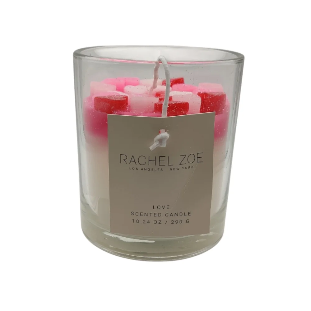 Rachel Zoe Love Scented Candle Red and Pink Glitter Hearts  10.24 ozs